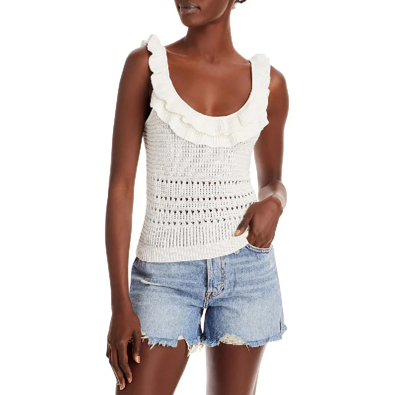 Women's Vacation Attire Womens Crochet Ruffles Tank Top