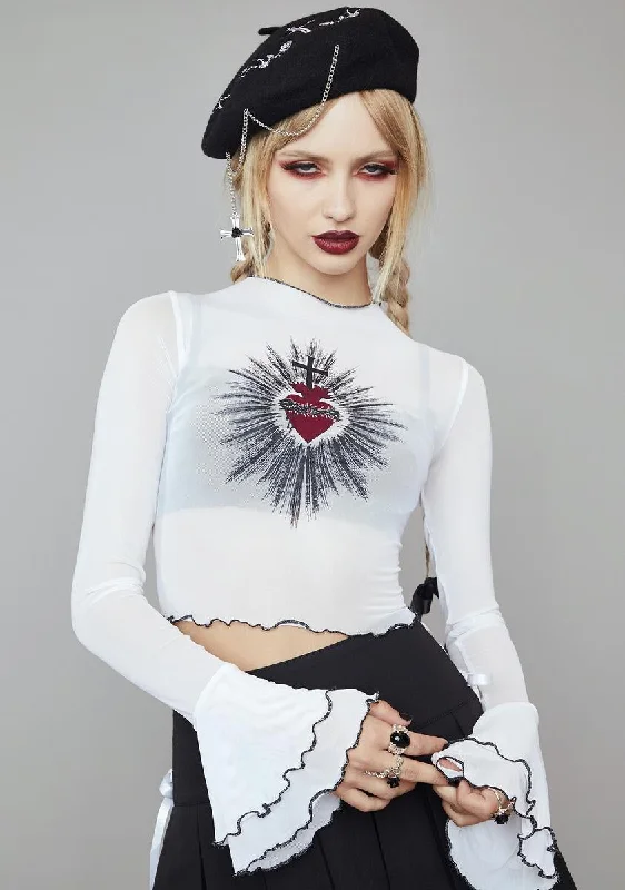 Cheap Women's Clothing Online My Caged Heart Mesh Crop Top