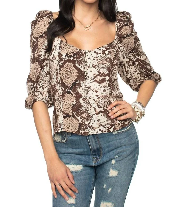 Online Boutique Clothing Snake Crop Top In Brown