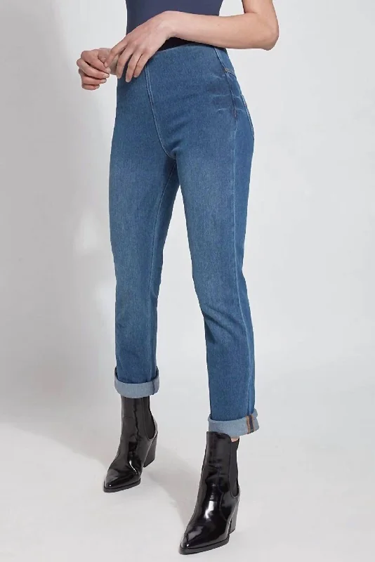 Best Online Women's Boutiques 26" Cuffed Inseam Boyfriend Denim Leggings In Blue