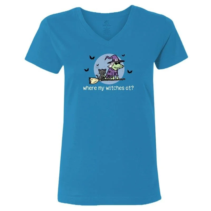 Casual Chic Where My Witches At? - Ladies T-Shirt V-Neck