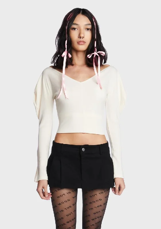 Women's Casual Apparel Simply In Love Balloon Sleeve Crop Top