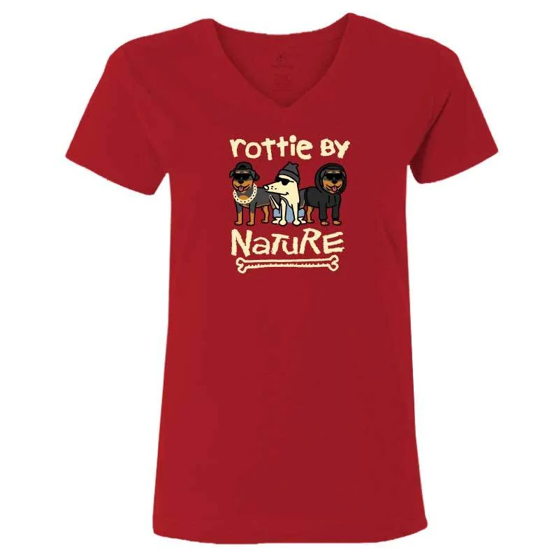 Clearance Sale Online Rottie By Nature  - Ladies T-Shirt V-Neck