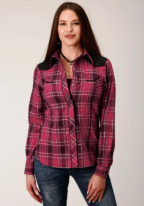 Women's Urban Fashion Roper Womens 820 Bright Plaid Red Cotton Blend Retro L/S Shirt Women's Urban Fashion Roper Womens 820 Bright Plaid Red Cotton Blend Retro L/S Shirt