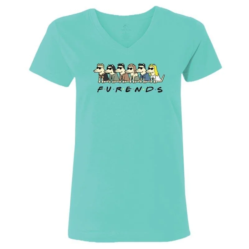 Trendy Women's Wear F-U-R-E-N-D-S   - Ladies T-Shirt V-Neck