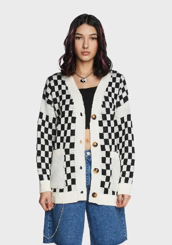 Women's Cozy Winter Attire Retro Tendencies Checkered Cardigan
