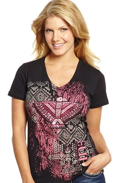 Women's Evening Outfit Cowgirl Up Womens Black Cotton S/S T-Shirt Tribal Foil V-Neck Women's Evening Outfit Cowgirl Up Womens Black Cotton S/S T-Shirt Tribal Foil V-Neck