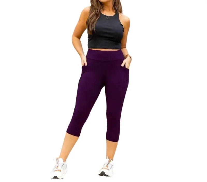 Trend Alert Hailey Capri Leggings In Purple