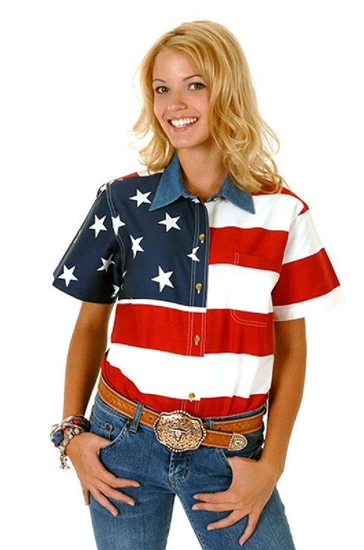 Clearance Sale Online Roper Womens Patriotic Red 100% Cotton S/S Stars Stripes American Flag Shirt Clearance Sale Online Roper Womens Patriotic Red 100% Cotton S/S Stars Stripes American Flag Shirt