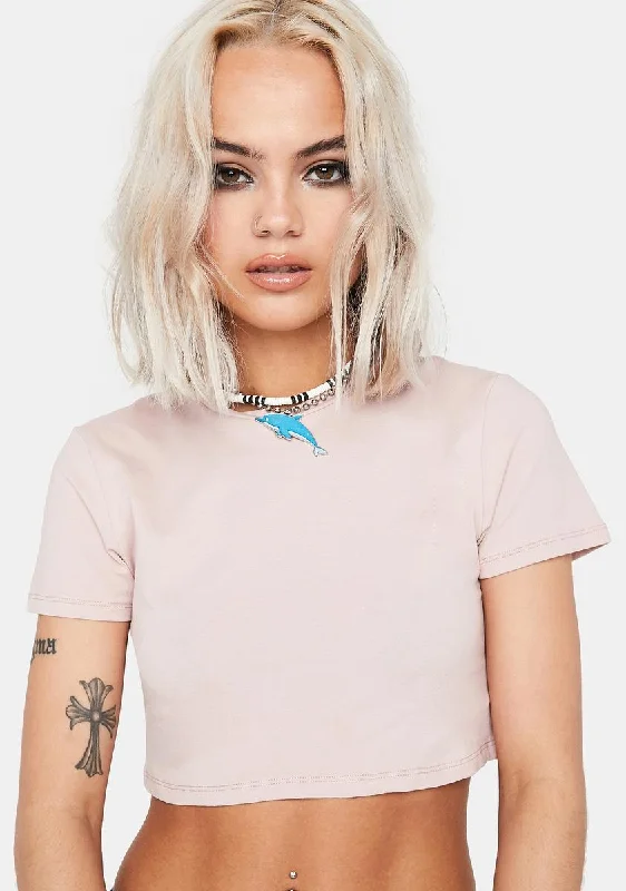 Trend Alert Short Sleeve Pink Crop Top