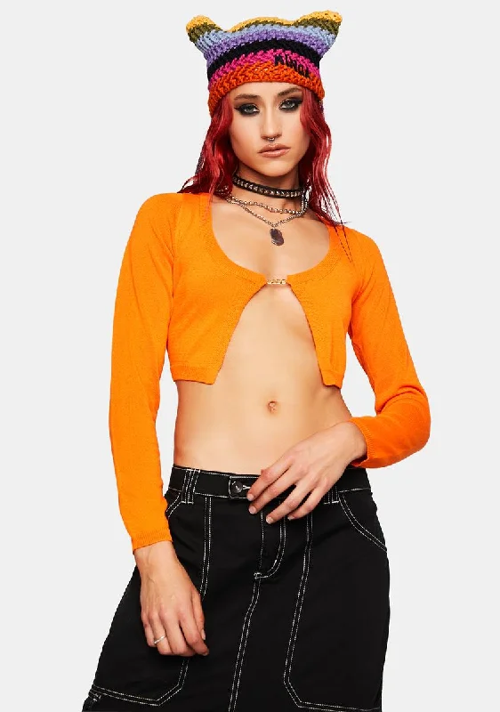 Comfortable Women's Outfits Chain Open Cropped Cardigan