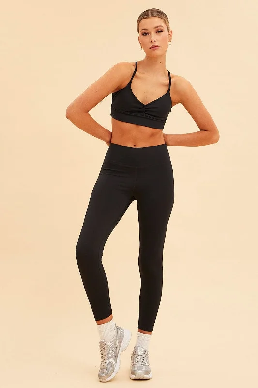 Modern Women's Wardrobe Essentials Black Sara Active Full Length Legging