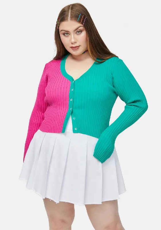 Women's Outfit For The Office Plus Changed My Mind Two Tone Ribbed Cardigan