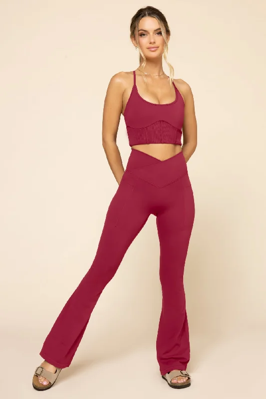 Women's Professional Apparel Crisscross Hourglass® Flared Leggings with Pockets - Ruby