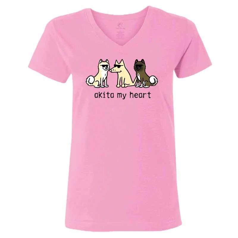 Women's Athletic Garments Akita My Heart - T-Shirt Ladies V-Neck