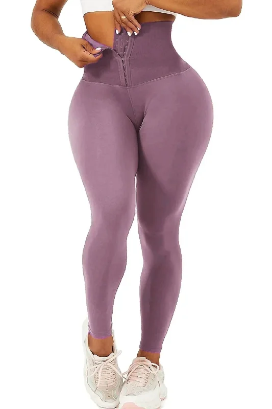 Modern Casual Clothing Waist Trainer Leggings In Mauve