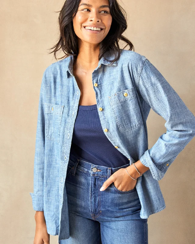 Women Wear Brands Women's Chambray Utility Shirt