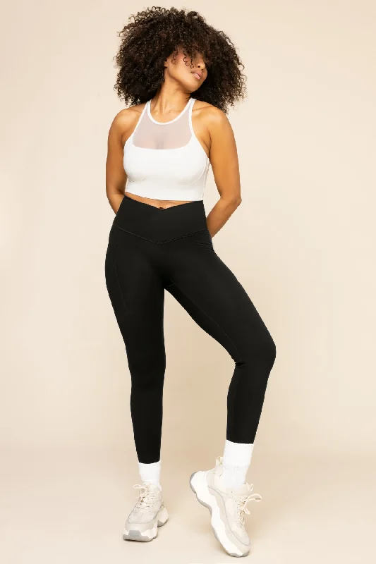 Sustainable Women's Apparel Crisscross Hourglass® Leggings with Pockets - Black