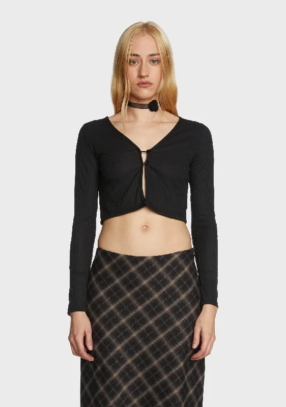 Women's Elegant Evening Outfit Alone Again Cropped Cardigan