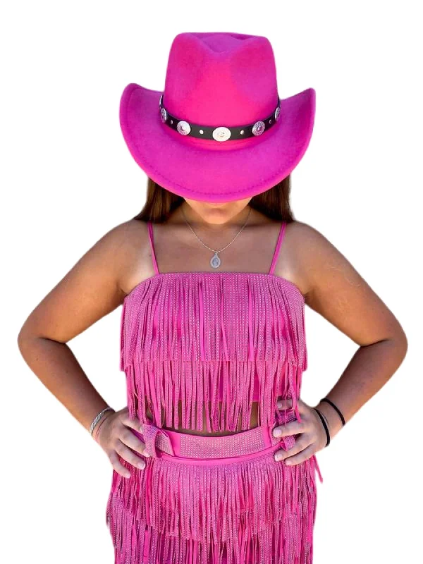 Everyday Wear Rhinestone Diva Fringe Crop Top In Fuchsia