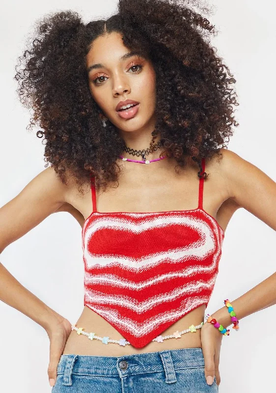 Rocker Chic Fashion Berry Spreading Love Knit Crop Top