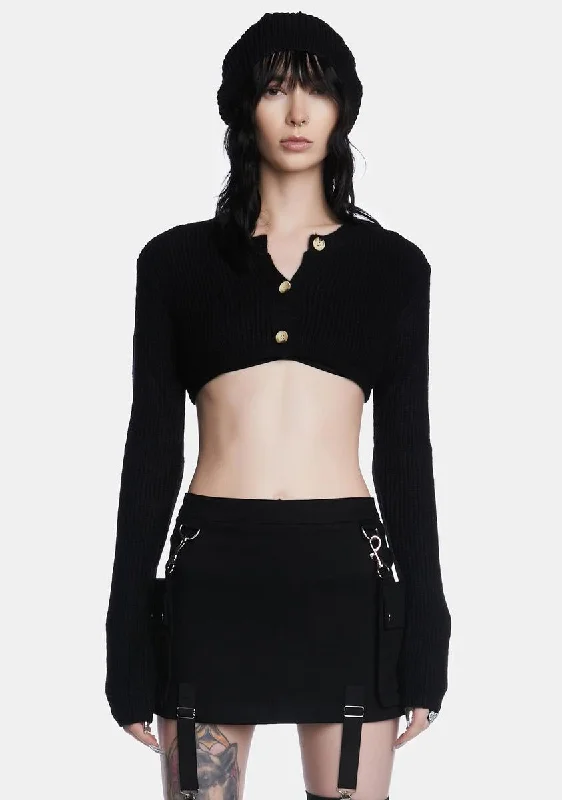 Charming Women's Holiday Apparel Midnight Time To Twirl Crop Cardigan