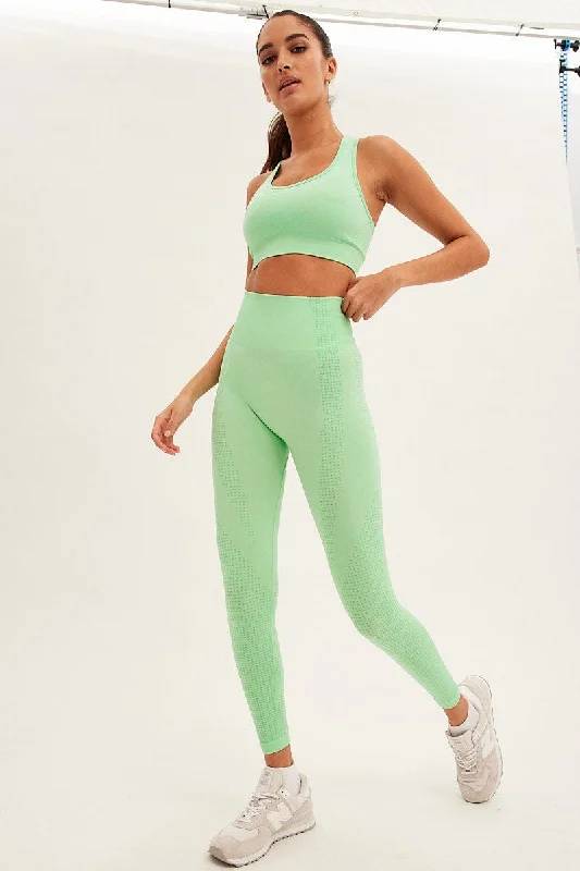 Chic Women's Garments Green Activewear High Rise Legging Seamless