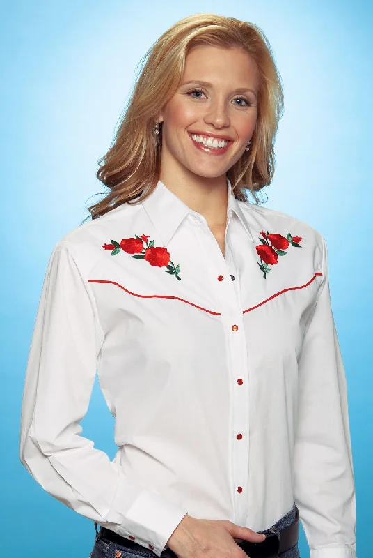 Classic Women's Clothing Styles Ely & Walker Womens White Western Shirt L/S Poly/Cotton Classic Women's Clothing Styles Ely & Walker Womens White Western Shirt L/S Poly/Cotton