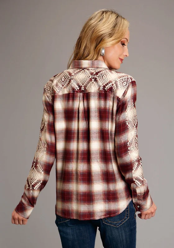 Women's Stylish Professional Garments Stetson Womens Black Cherry Ombre Red 100% Rayon L/S Shirt Women's Stylish Professional Garments Stetson Womens Black Cherry Ombre Red 100% Rayon L/S Shirt