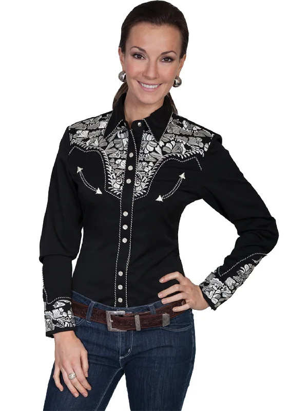 Everyday Women's Fashion Trends Scully Western Womens Silver Polyester L/S Floral Stitch Western Shirt Everyday Women's Fashion Trends Scully Western Womens Silver Polyester L/S Floral Stitch Western Shirt