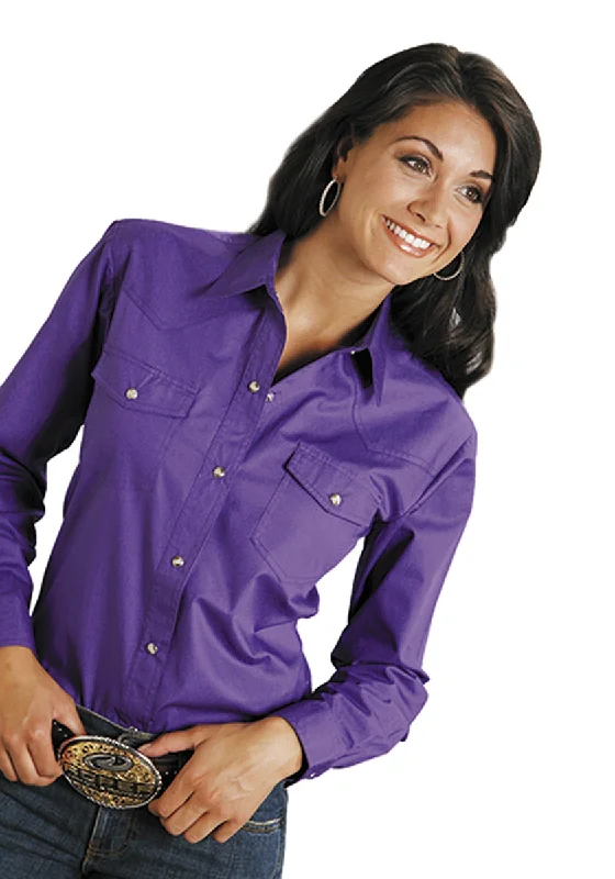 Online Boutiques Clothing Roper Womens Purple 100% Cotton L/S Solid Poplin Snap L/S Western Shirt Online Boutiques Clothing Roper Womens Purple 100% Cotton L/S Solid Poplin Snap L/S Western Shirt