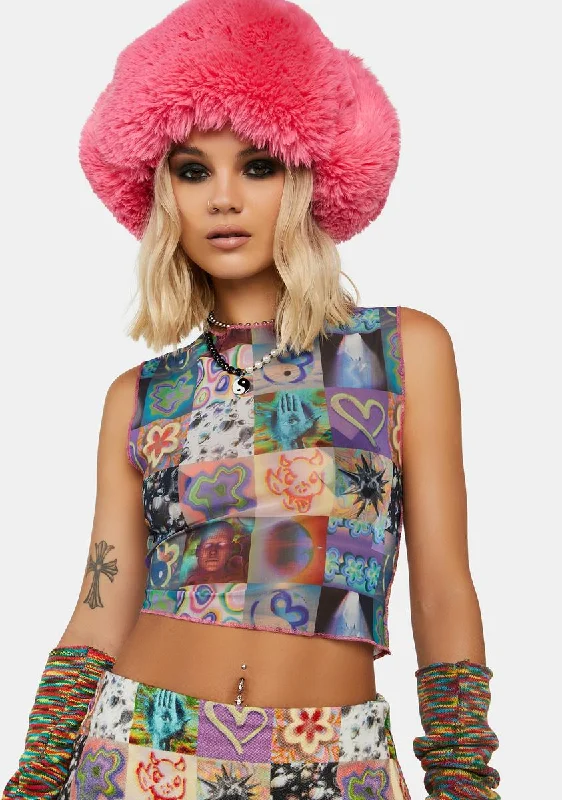 Elegant Styles Flashback Mesh Crop Top
