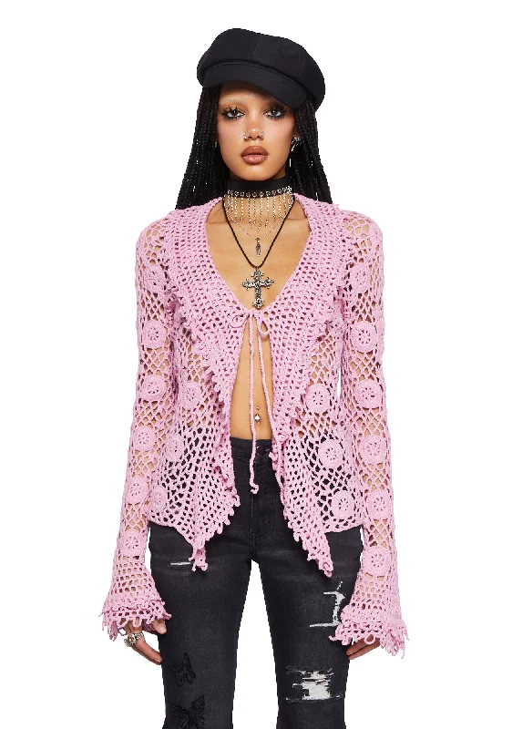 Best Boutiques Online Modern Enchantment Crochet Cardigan - Pink
