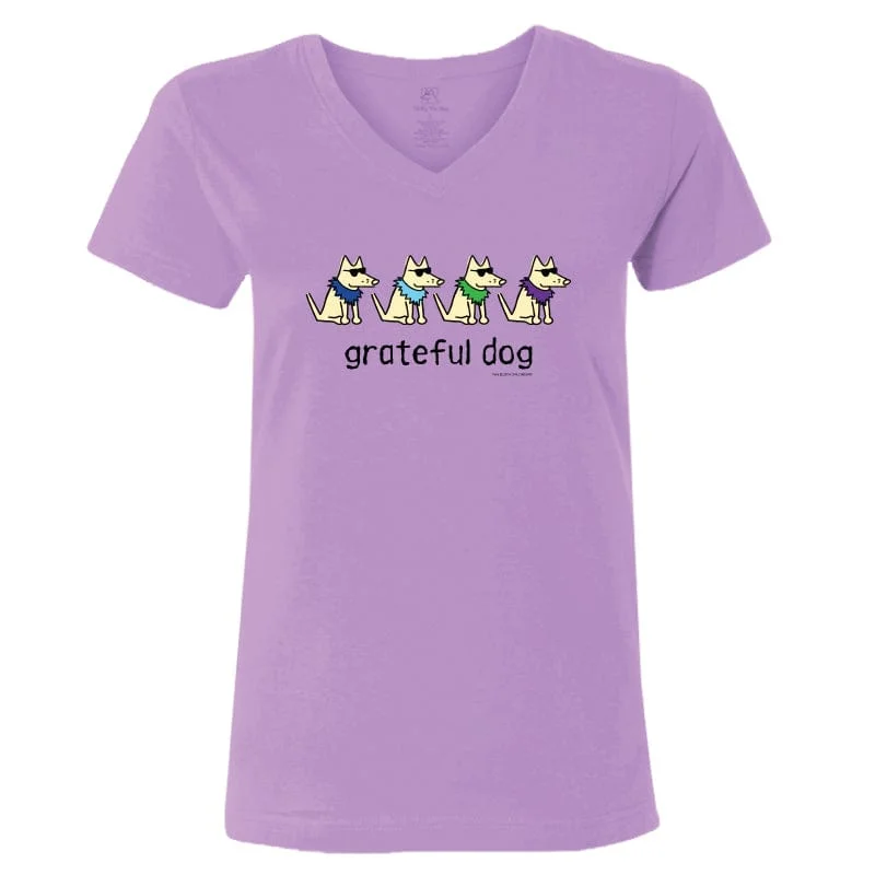 Online Boutiques Affordable Grateful Dog  - Ladies T-Shirt V-Neck