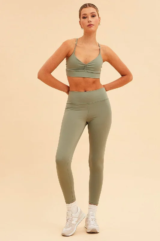 Women's Resort Attire Green Sara Active Full Length Legging
