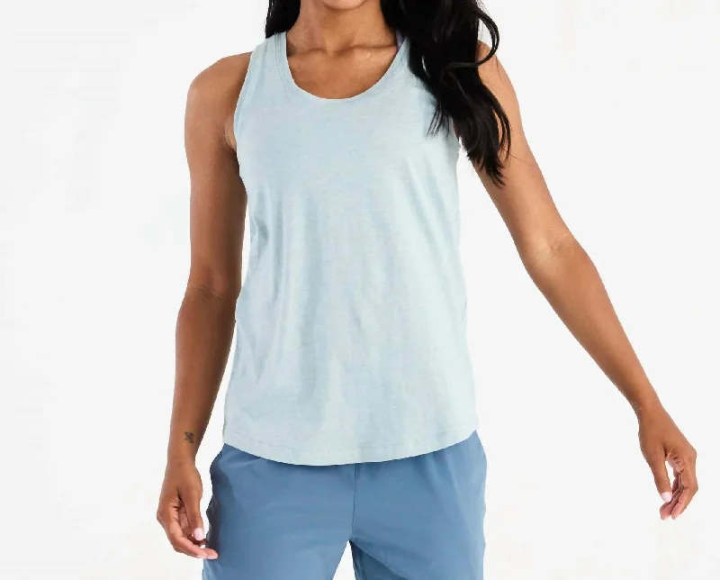 Women's Everyday Apparel Heritage Tank Top In Heather Ocean Mist