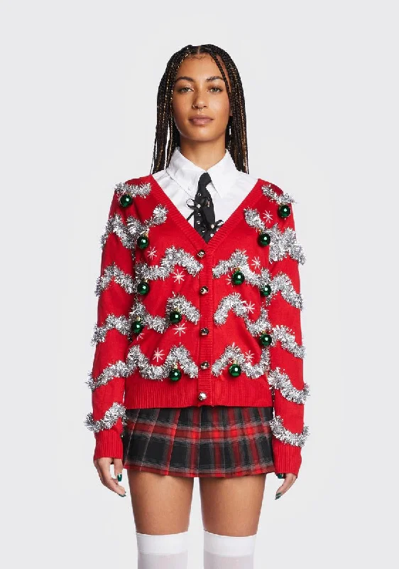 Women's Clothes And Apparel Sets Tinsel Ugly Christmas Cardigan
