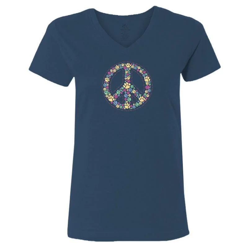 Women's Formal Wear Paws For Peace - Ladies T-Shirt V-Neck