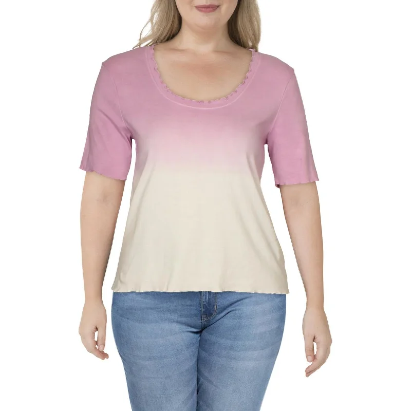 Stylish Savings Lettuce Edge Womens Cotton Ombre T-Shirt