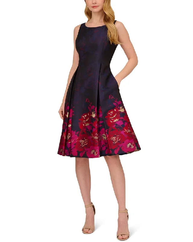 Charming Everyday Clothing For Women Adrianna Papell Metallic Floral Border Fit Flare Jacquard Dress