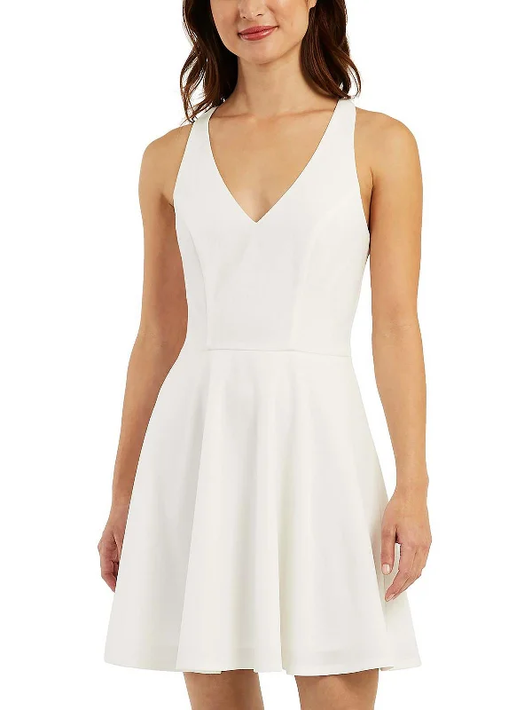 Women's Clothing For Travel Juniors Womens Lace Criss-Cross Fit & Flare Dress