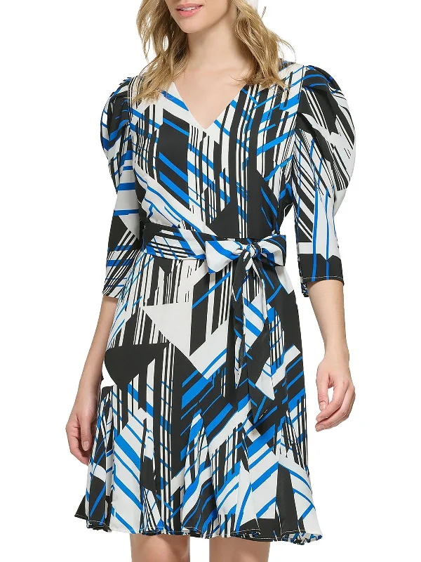 Exclusive Designer Collection Womens Printed Knee-Length Fit & Flare Dress