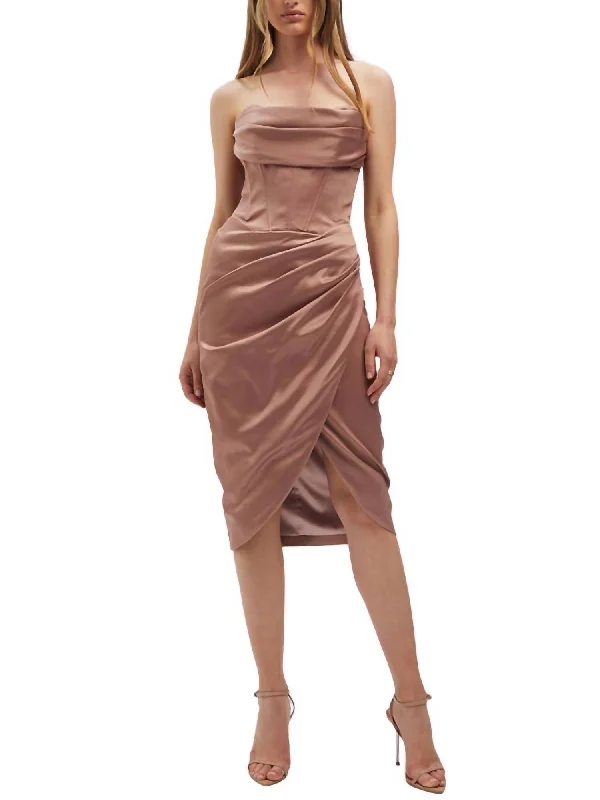 Premium Fashion Jamila Corset Dress In Latte