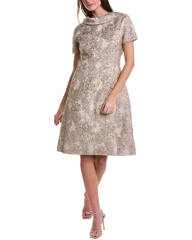Bold Prints Casual Chic Teri Jon by Rickie Freeman Metallic Jacquard Cocktail Dress