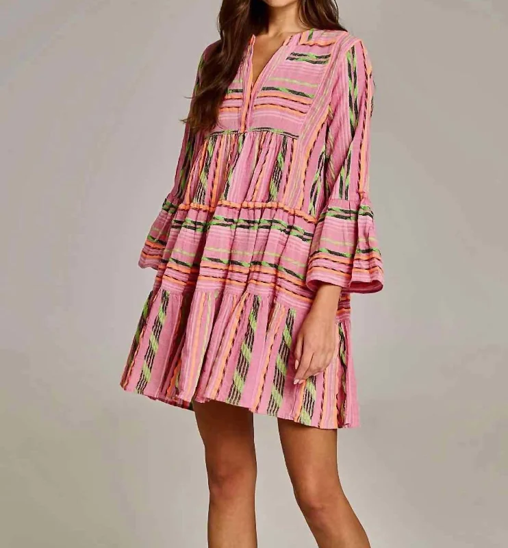 Vintage Charm Ella Dress In Pink/orange