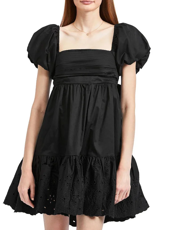Sophisticated Style Womens Poplin Back Tie Fit & Flare Dress