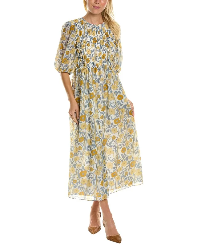 Wardrobe Refresh Rebecca Taylor Daphne Fleur Silk-Blend Dress