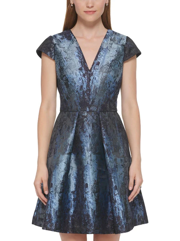 Get Ready For The Weekend With Big Savings Womens Metallic Snake Print Fit & Flare Dress Get Ready For The Weekend With Big Savings Womens Metallic Snake Print Fit & Flare Dress