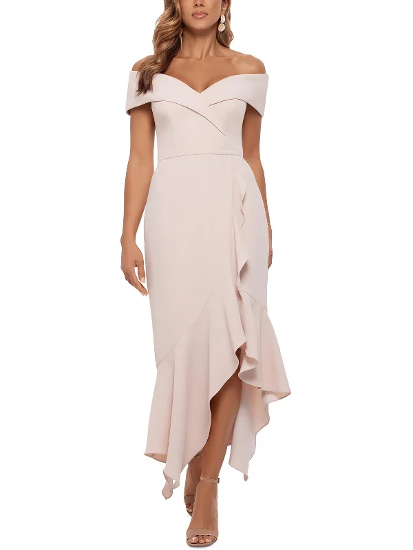 Top Deals Womens Ruffled Off-The-Shoulder Fit & Flare Dress