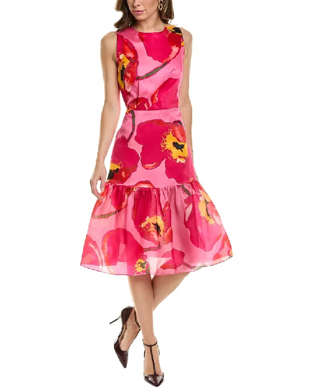 Special Offer Carolina Herrera Ruffled Tie Silk Dress